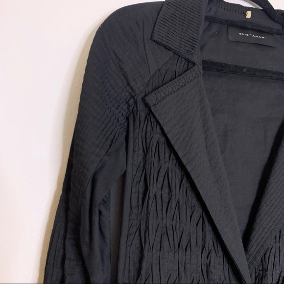 Elie Tahari Black Pleated Textured A line Women’s XS chic Dress Jacket - Picture 3 of 6